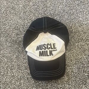Muscle Milk Black and White Baseball Cap